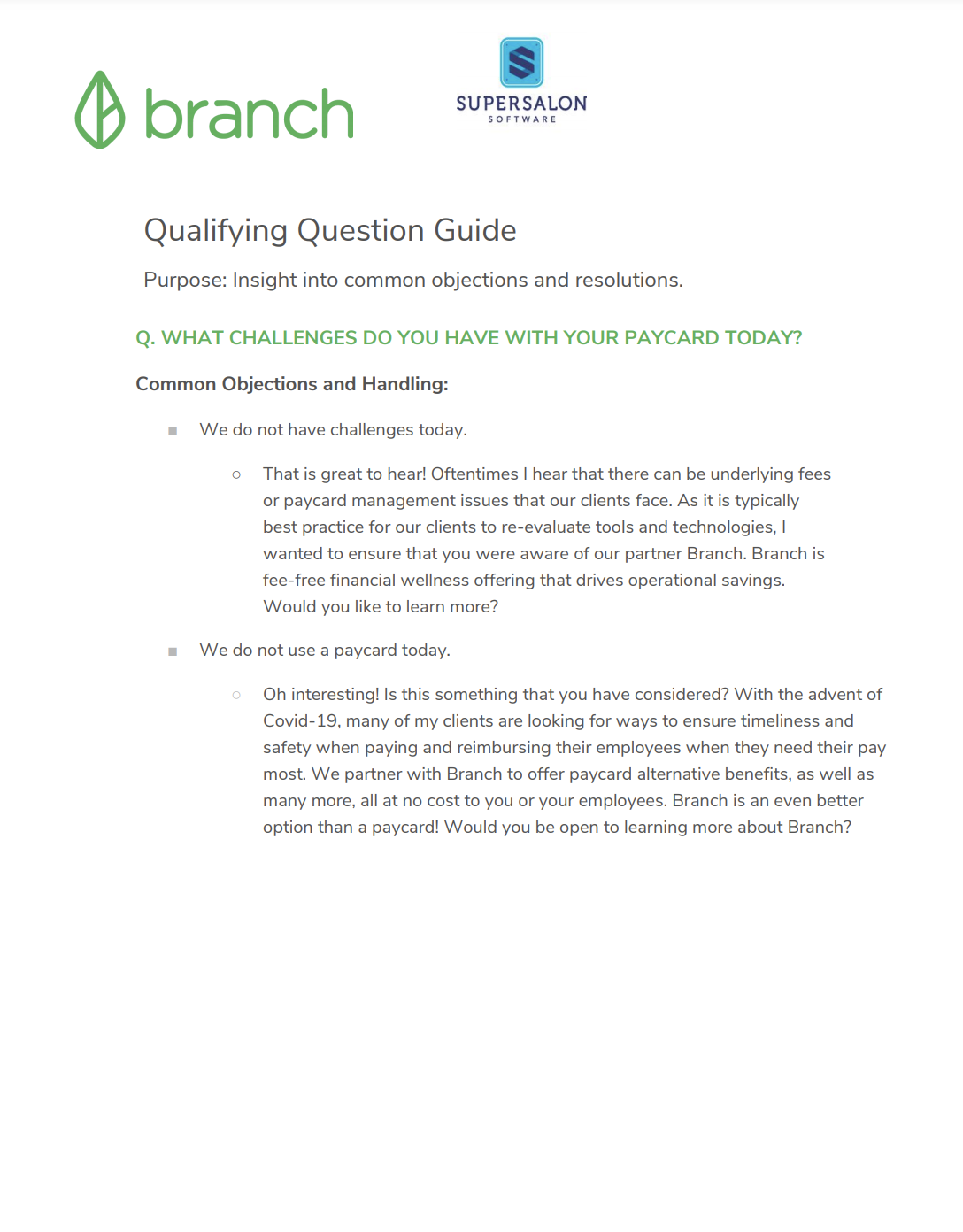 SuperSalon Qualifying Questions